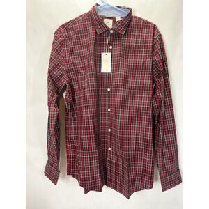 Dockers Slim Fit Red Plaid Button Down Men's Size Large